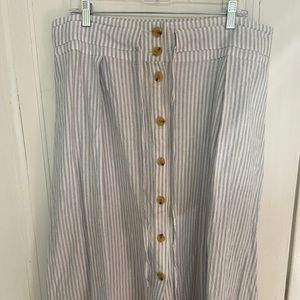 A New Day blue and white striped midi skirt XL
